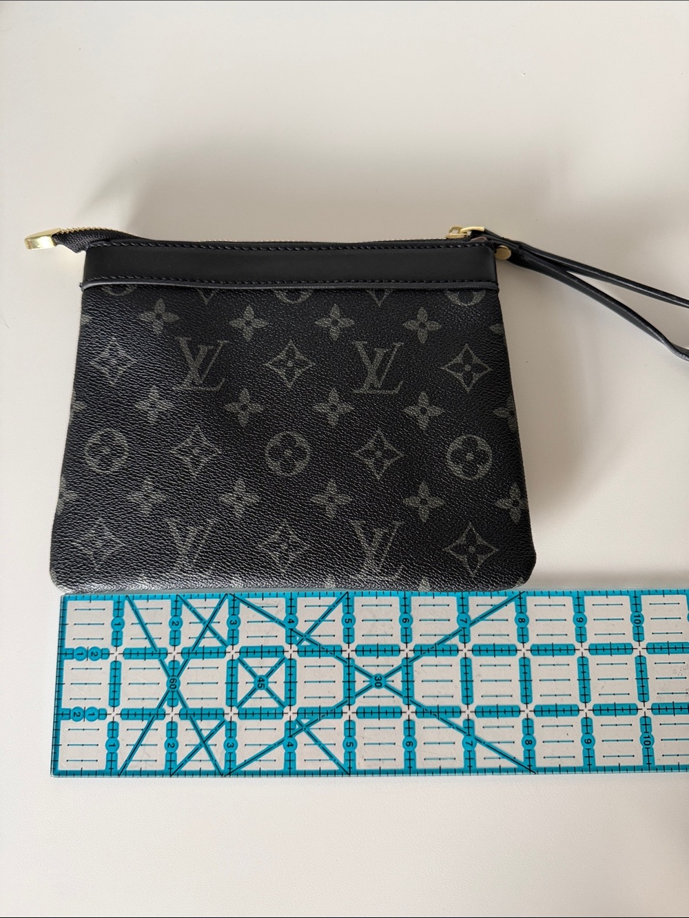 Black/Gray Monogram Wristlet Pouch